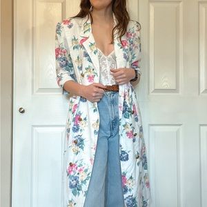 80s vintage floral trench coat/duster